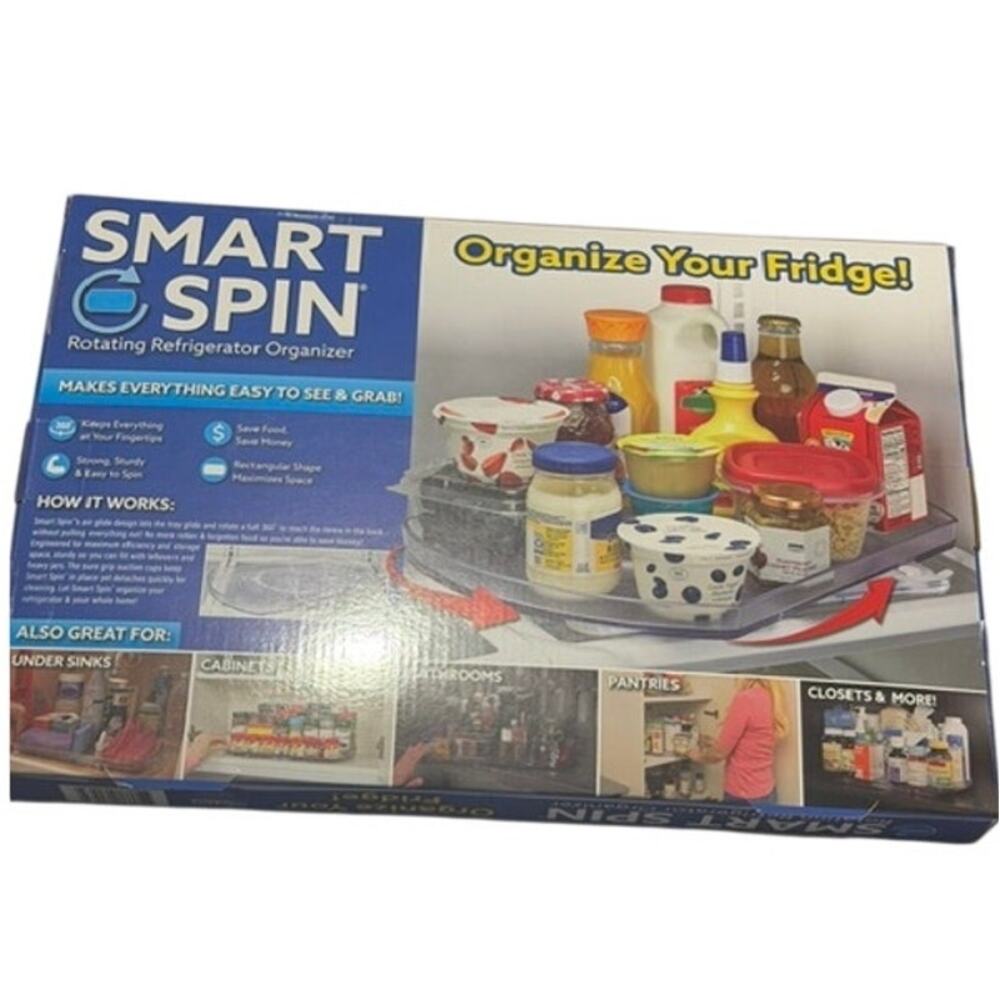 Smart Spin Lazy Susan Rotating Refrigerator Organizer Fridge Storage New
